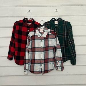 Jumping Beans Kids Plaid Button Down Shirts - Red, White, Green
